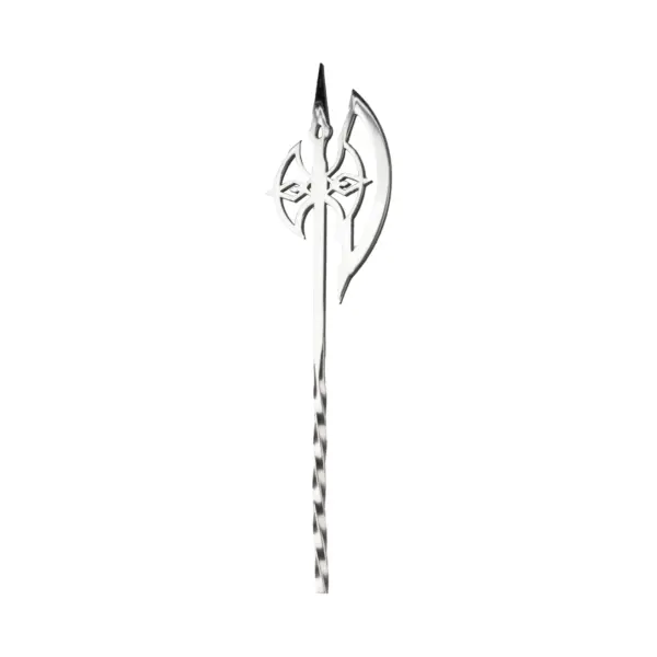 colher de bar 45 cm The Bars com machado medieval recortado no topo da haste em espiral