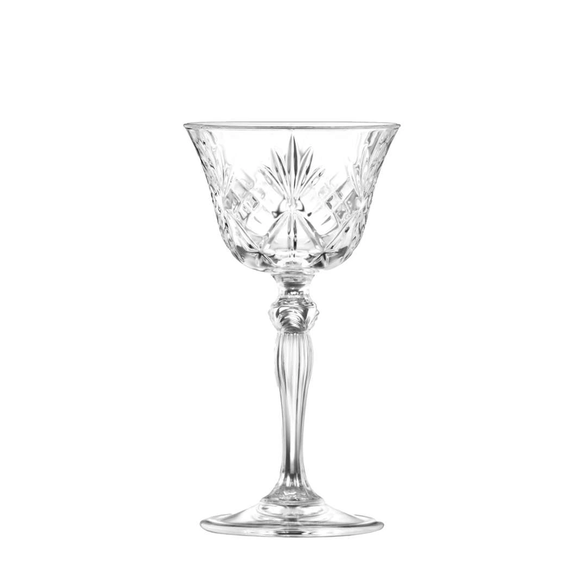 taça de cocktail Melodia 16 cl RCR em vidro sonoro com talhe em folhas e raios