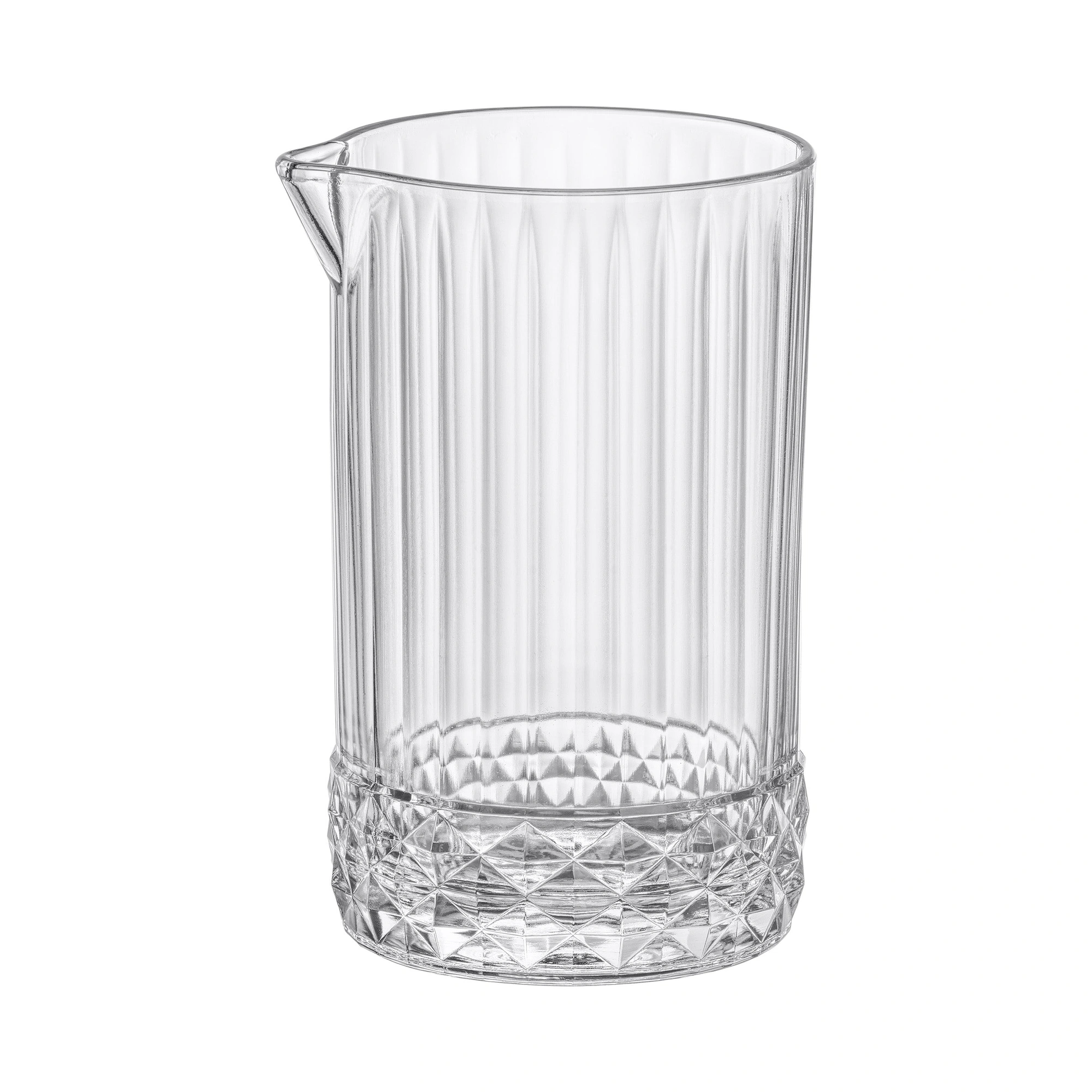 copo misturador America com a colher de bar, entre os copos da linha America 20s