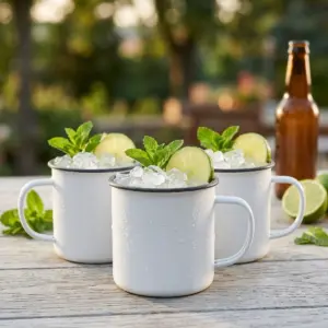 caneca esmaltada branca 45 cl em metal esmaltado