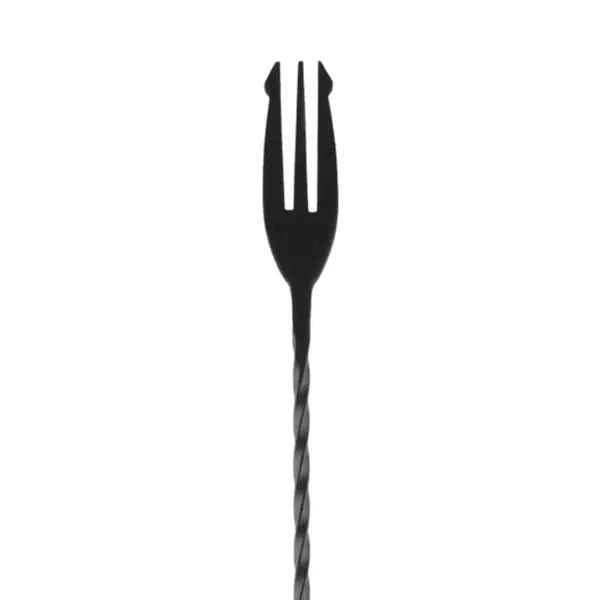 Colher de bar Nettuno preta 45 cm com garfo tridente
