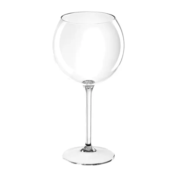 Taças de plástico Ballon 65 cl em Tritan transparente com o bojo redondo e o pé alto