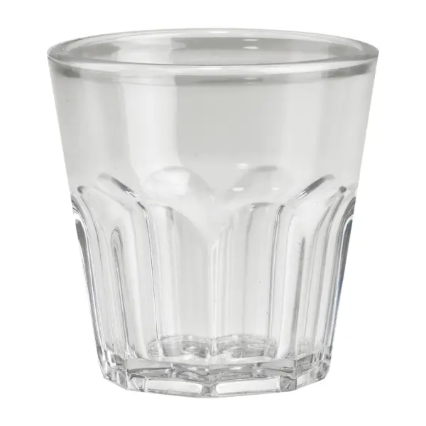 Copos de shot plástico Granity 4 cl em SAN transparente com a parede octogonal