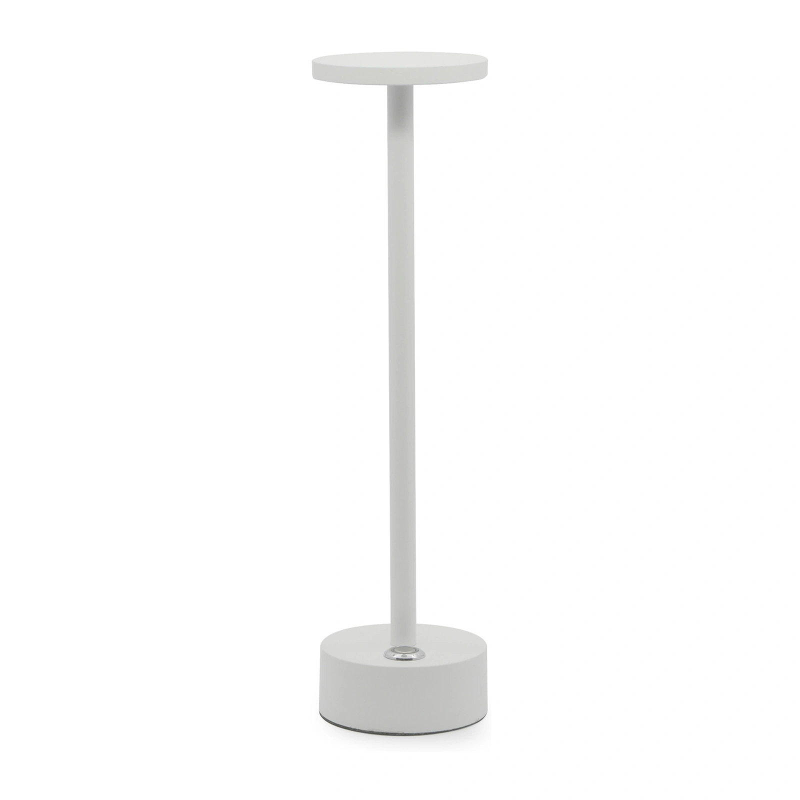 candeeiro de mesa recarregável: modelo Eclaire Lite em alumínio pintado de branco, com 30 cm de altura e difusor em policarbonato