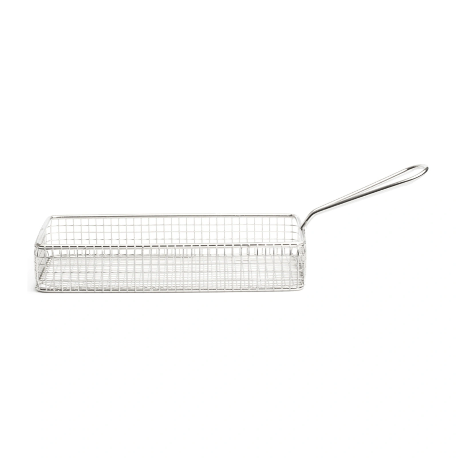 cesto para fritos retangular: Al Andalus da Comas em aço inoxidável de 21 x 10 cm, 4 cm de altura