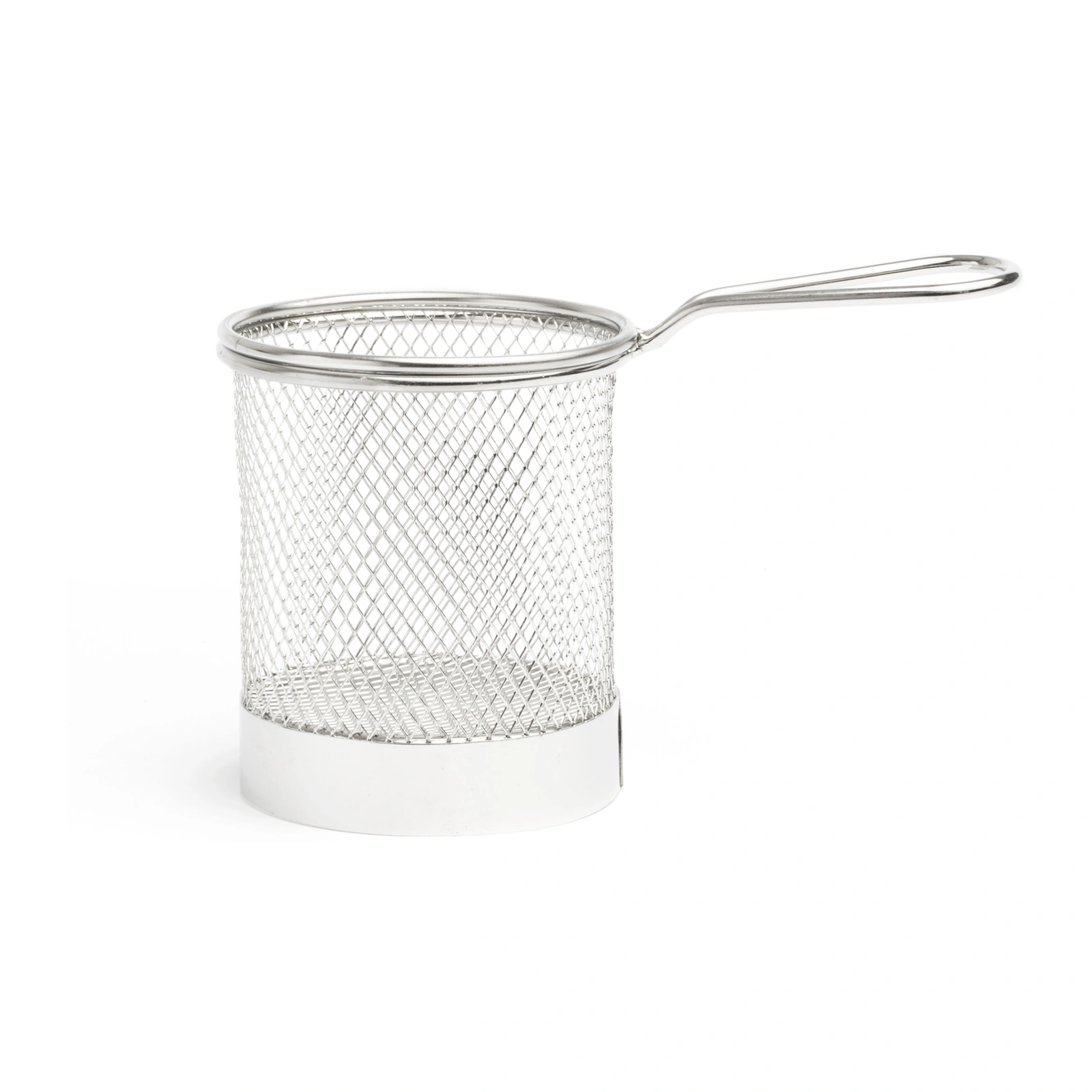 cesto para batatas fritas: modelo redondo Al Andalus da Comas em aço inoxidável, Ø 9 cm e 12,5 cm de altura