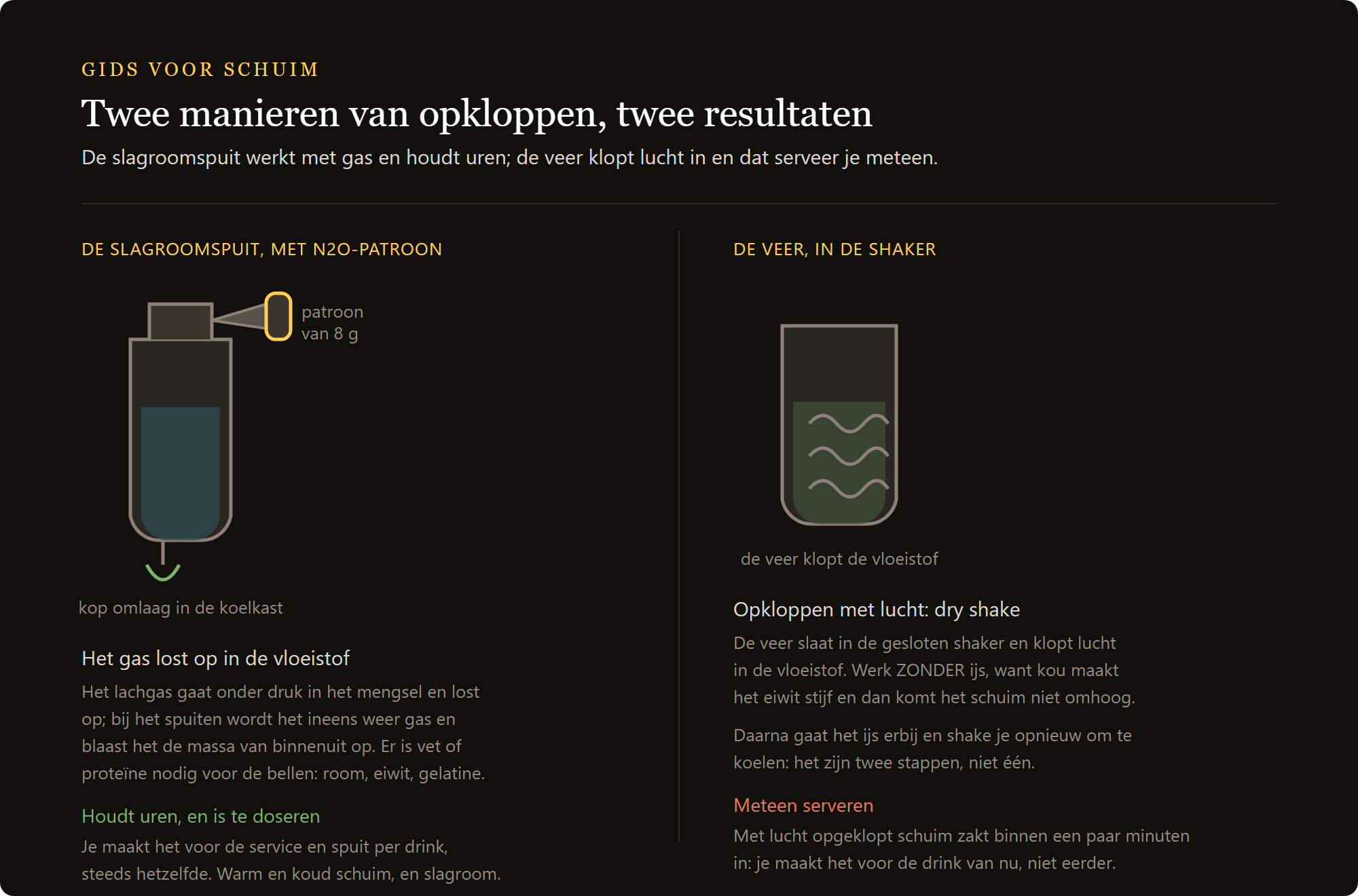 Slagroompatronen N2O: de sifon met N2O-patroon en de shakerveer vergeleken