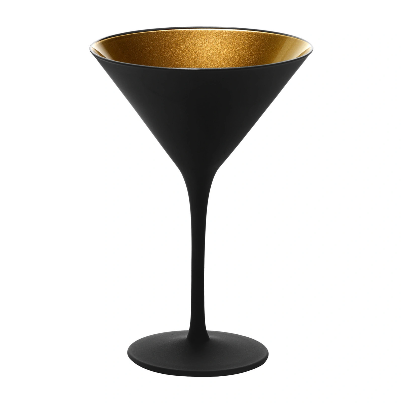 Cocktailglas Olympic zwart-goud van Stölzle Lausitz, 240 ml, mat zwarte buitenkant en gouden binnenkant