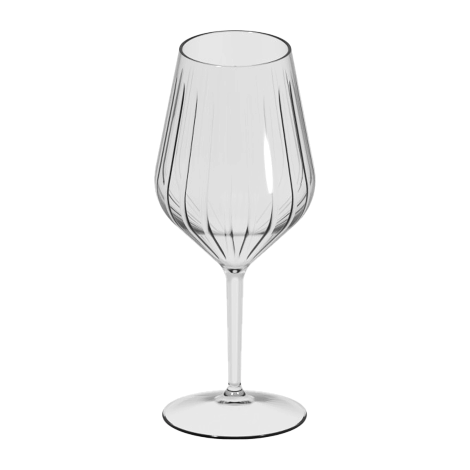 Plastic wijnglazen Kaleido 470 ml in transparant Tritan met verticale ribbels in de kelk