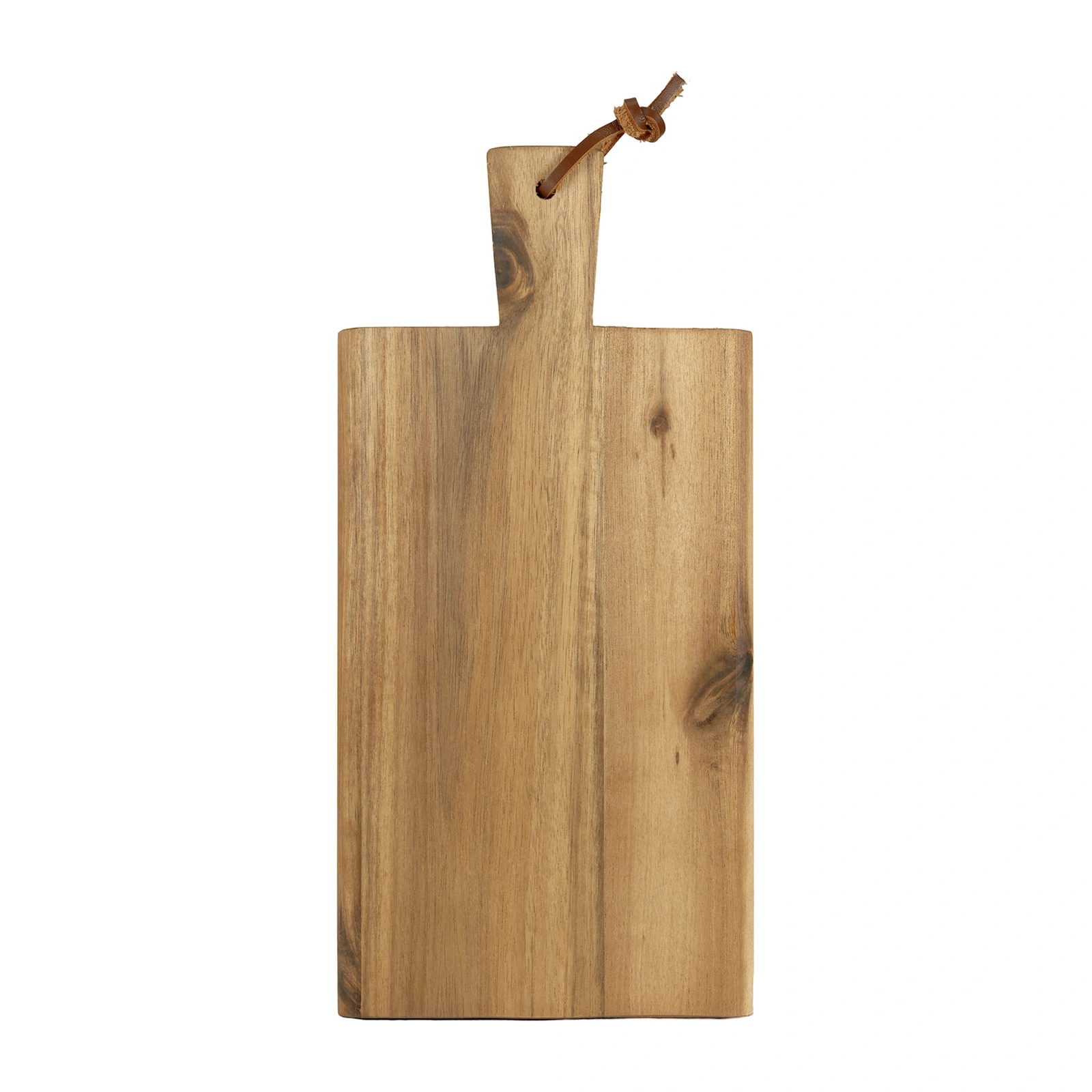 Serveerplank met handvat van Kesper in acaciahout, 29 x 14 cm, met leren lus