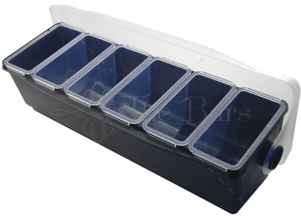Black Bar Condiment Holder, 6 Compartments, 49cm