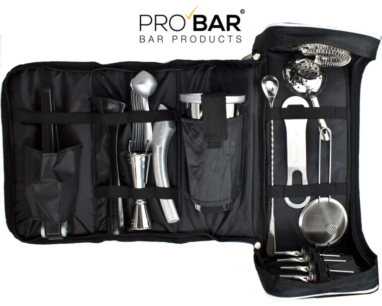 Bartender Bag with Kit, Faux Leather, 17 Tools