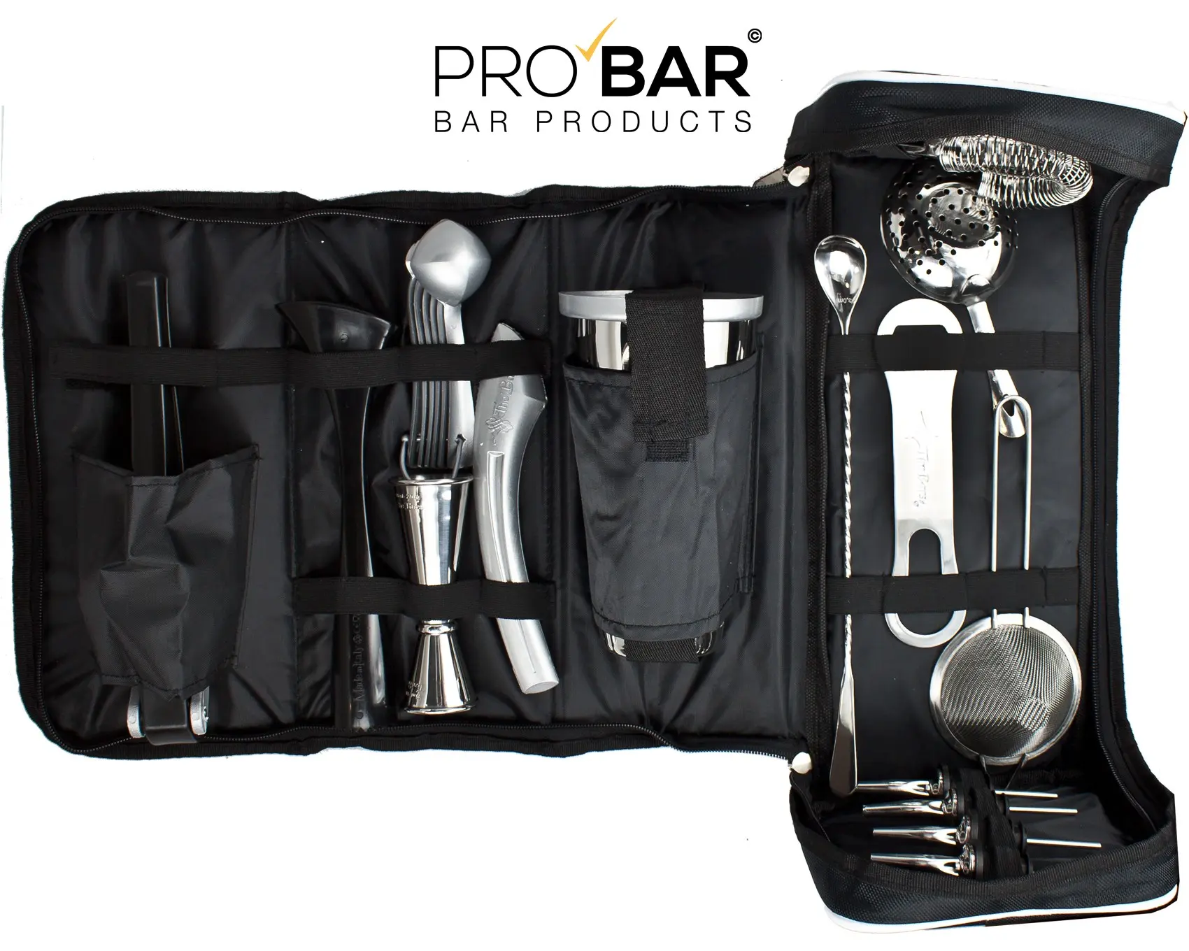 Bartender Bag with Kit, Faux Leather, 17 Tools