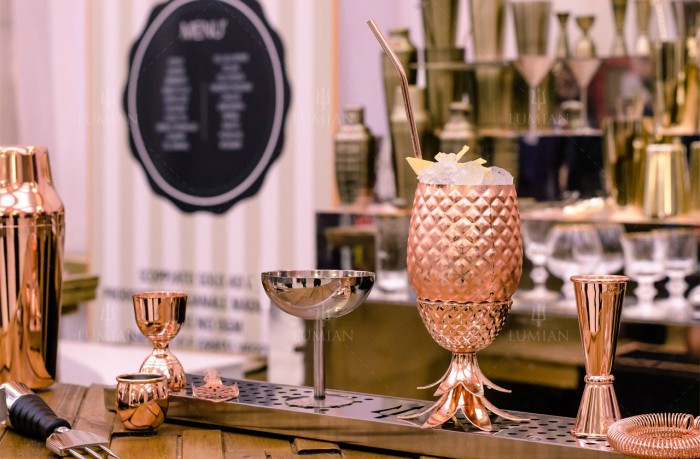 Pineapple Cup 500ml Lumian, Copper-Plated Steel, with Straw - Image 8