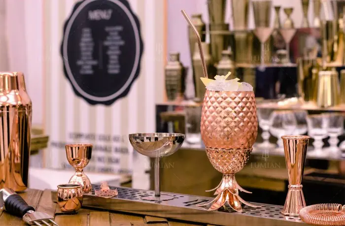 Pineapple Cup 500ml Lumian, Copper-Plated Steel, with Straw - Image 8