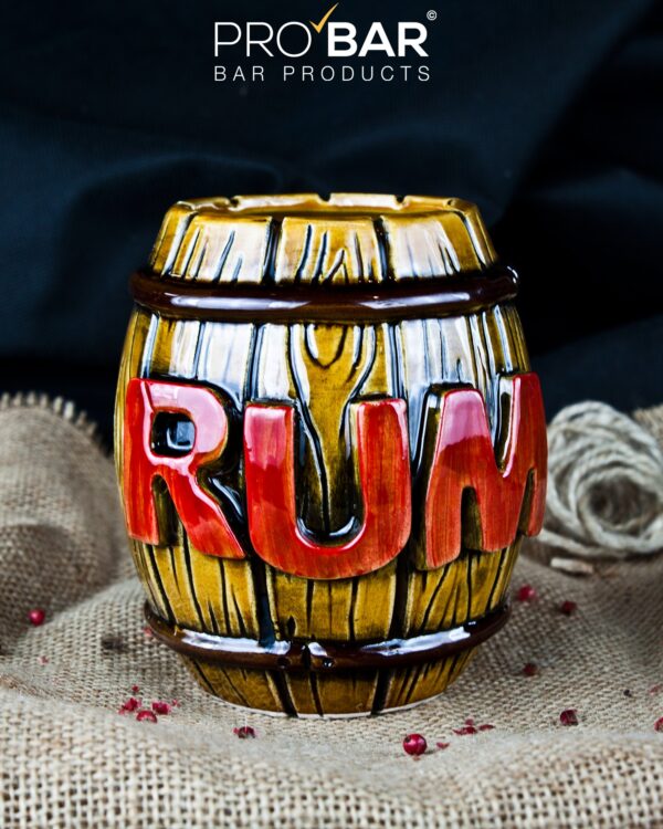 Rum Barrel Tiki Mug, Hand Painted Ceramic, 300g
