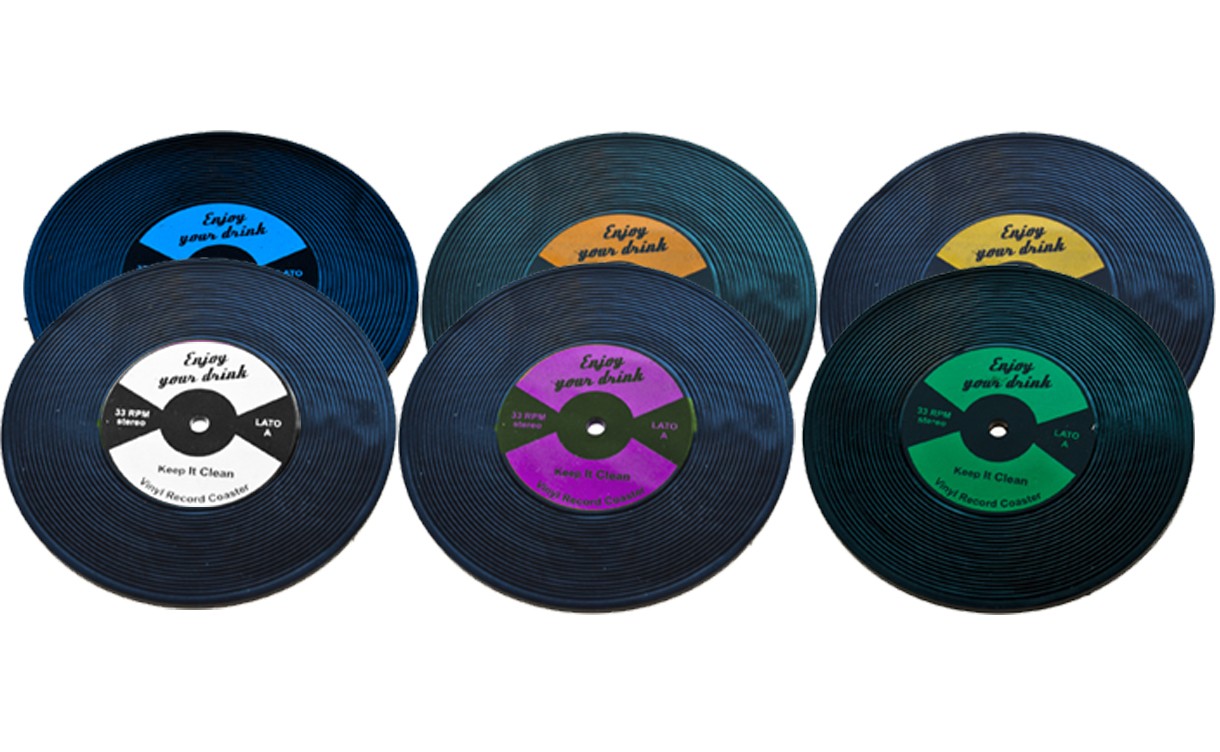 Record Coaster 10cm, Natural Rubber, Six Colours