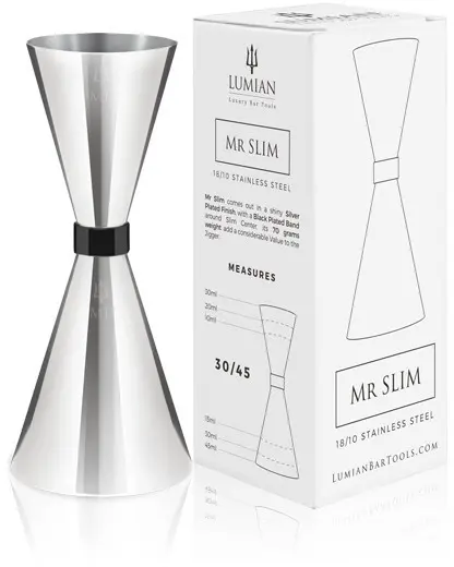 Jigger Mr Slim Black Ring, 30/45ml or 30/60ml, Stainless Steel