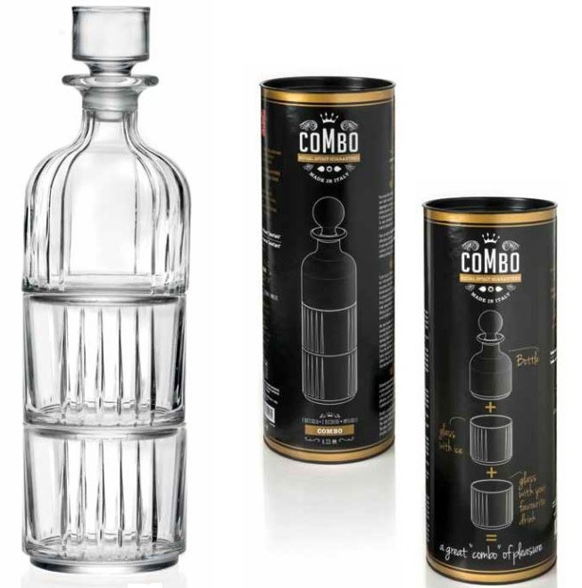 Spirit Tasting Set, Bottle and 2 Glasses, Stackable - Image 3