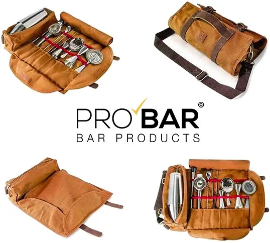 Roll Up Bartender Bag, Leather and Fabric, Sold Empty - Image 4
