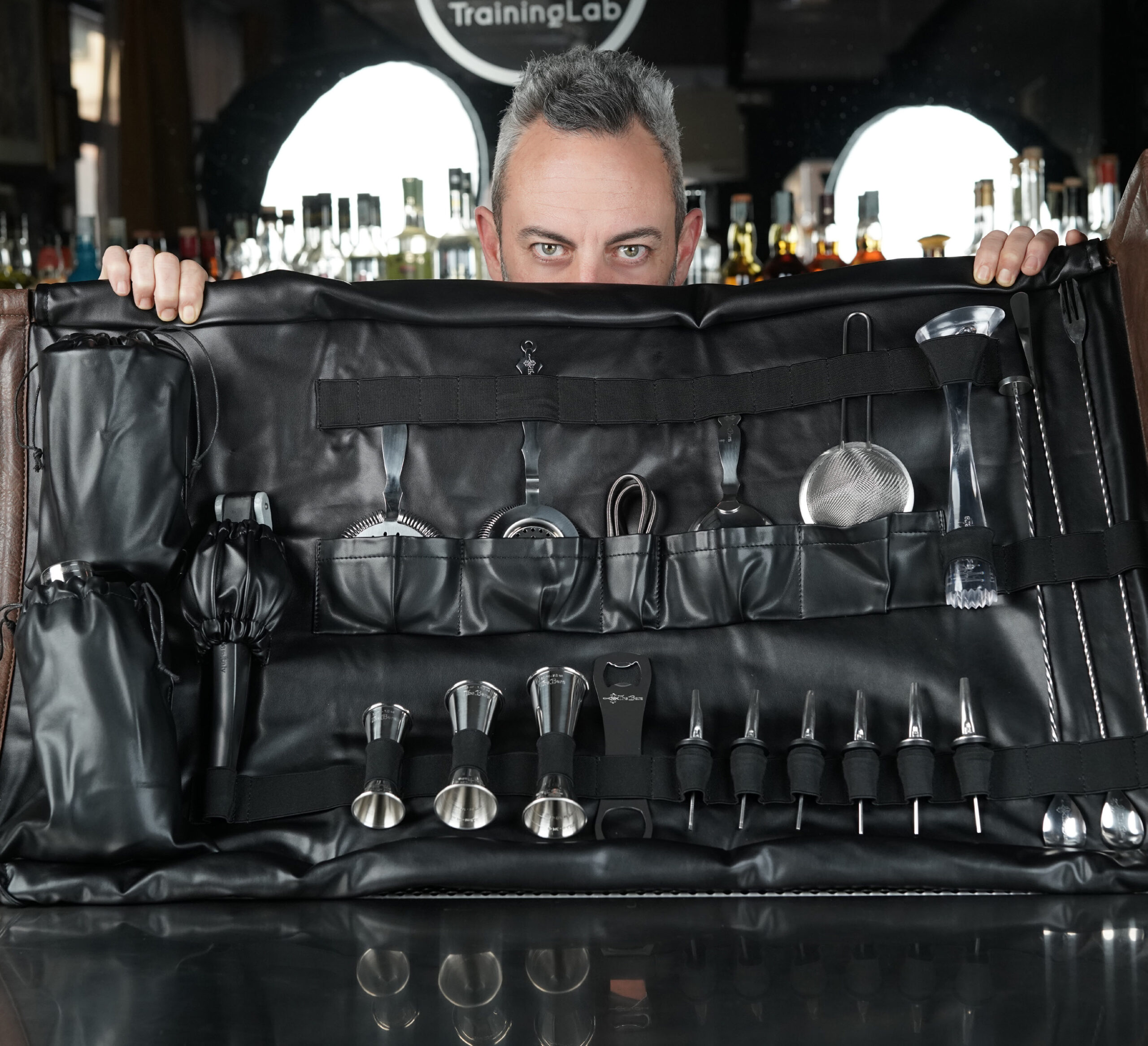 Leather Bartender Bag with 21 Piece Kit, Roll Up - Image 4