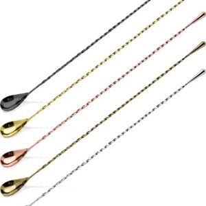 Bar Spoon Drop 40cm, Twisted Stem, Teardrop End, 5 Plated Finishes