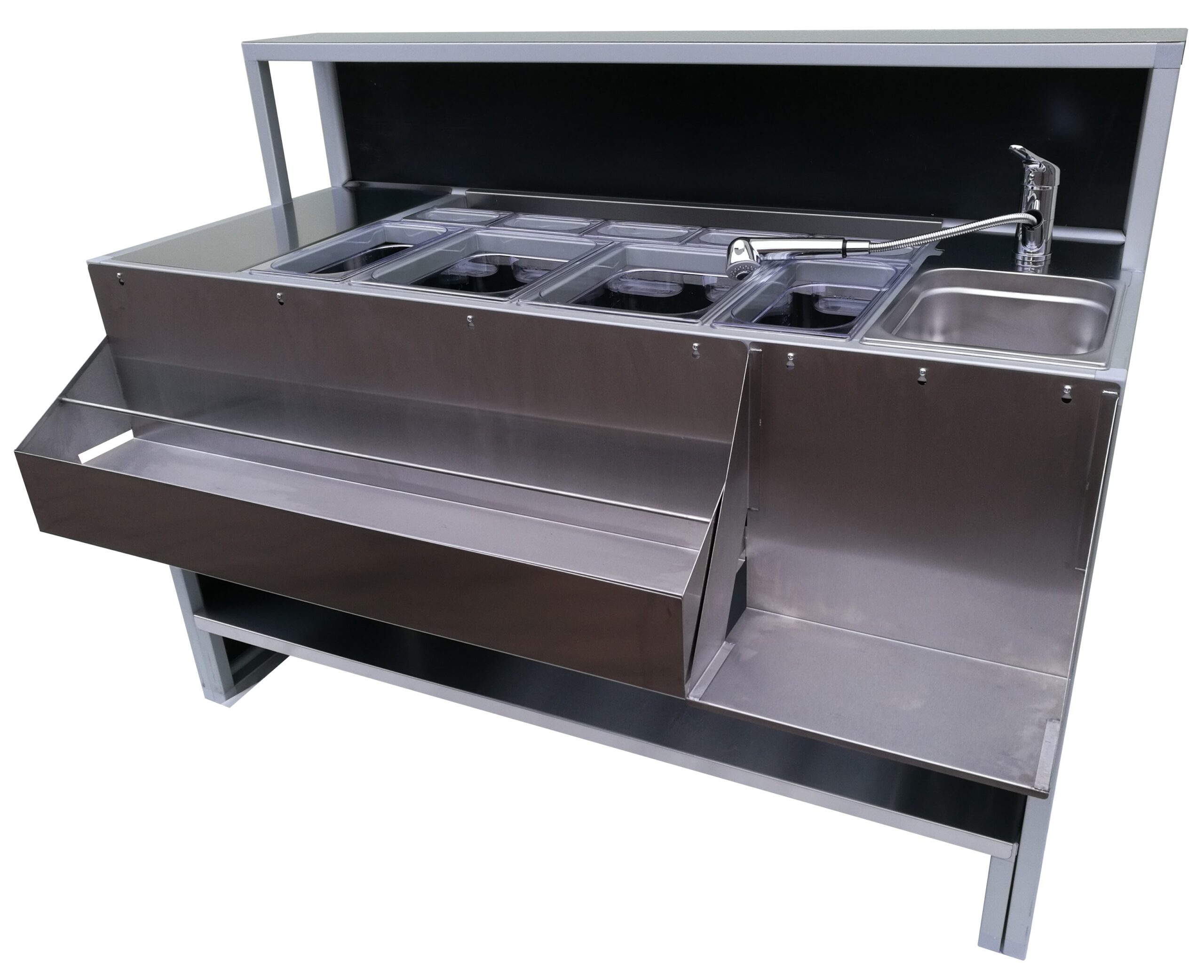Mobile Bar Station with Sink Professional, 150cm - Image 3