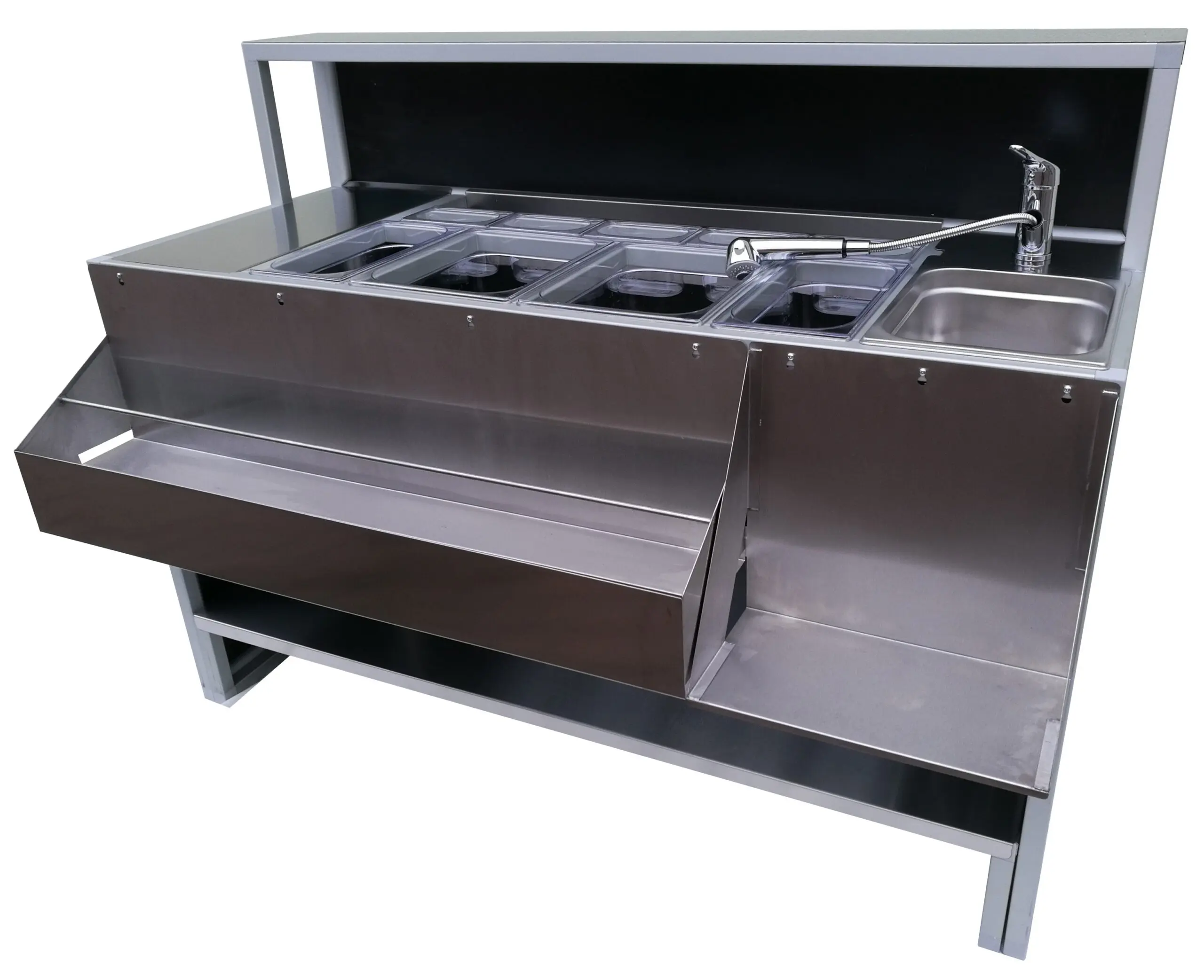 Mobile Bar Station with Sink Professional, 150cm - Image 4