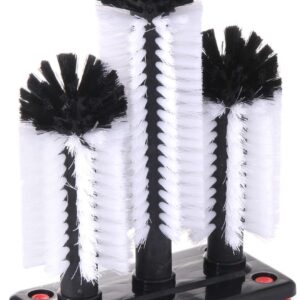 Glass Washing Brush, Three Nylon Heads, Suction Base