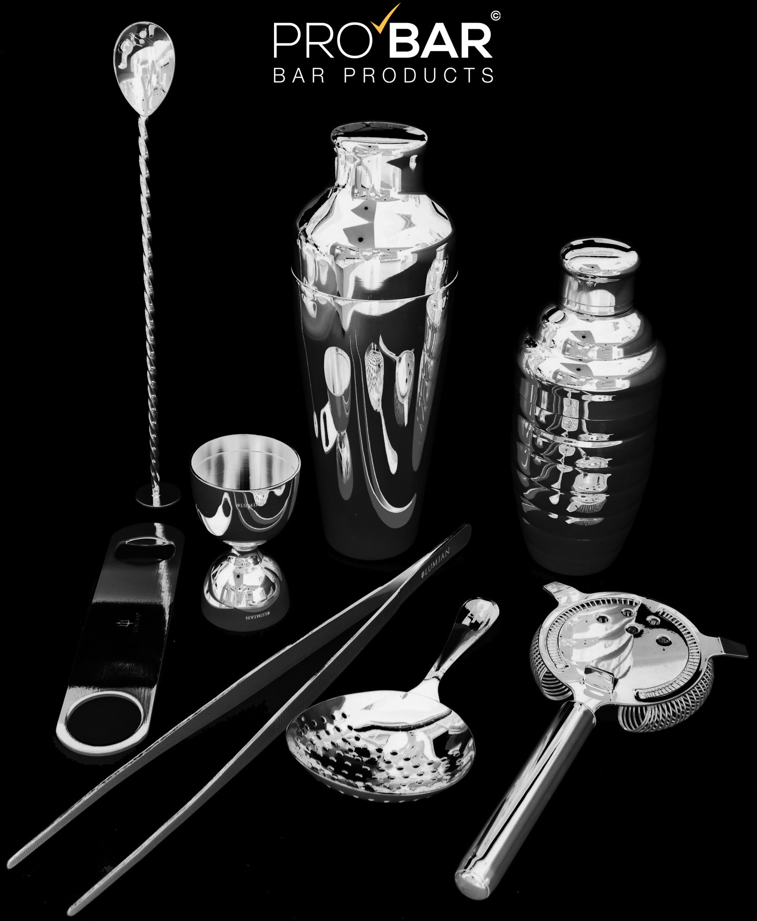 Bartender Kit Lumian, 8 Pieces, Bare Stainless Steel