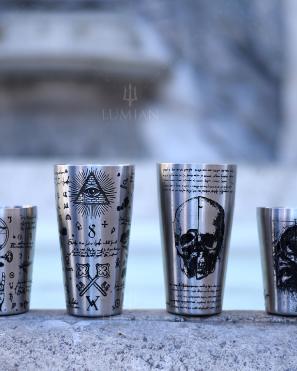 Boston Shaker Leonardo Yokai 28oz and 18oz, Hand Engraved Steel - Image 4