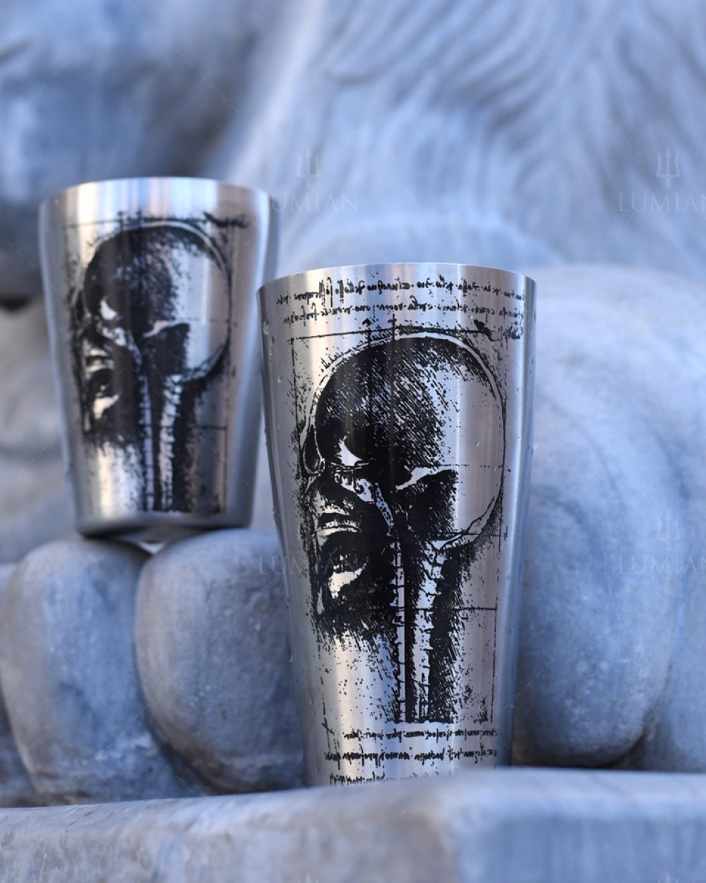 Boston Shaker Leonardo Yokai 28oz and 18oz, Hand Engraved Steel - Image 5