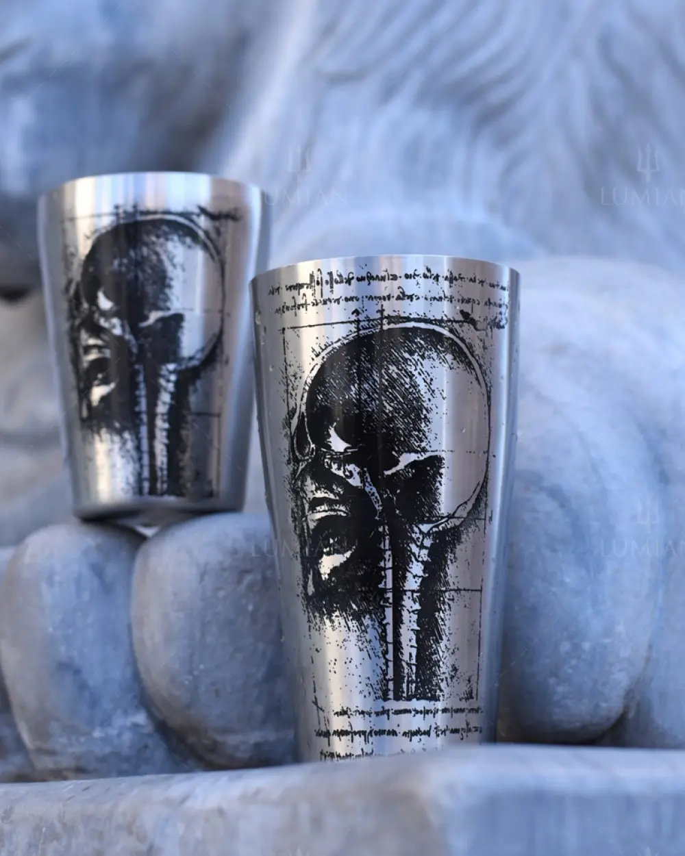 Boston Shaker Leonardo Yokai 28oz and 18oz, Hand Engraved Steel - Image 5