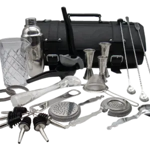 Leather Bartender Bag with 21 Piece Kit, Roll Up