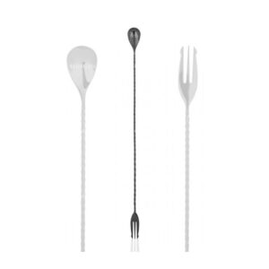Cocktail Spoon with Trident Fork 40cm, Lumian, 18/10 Steel - Black