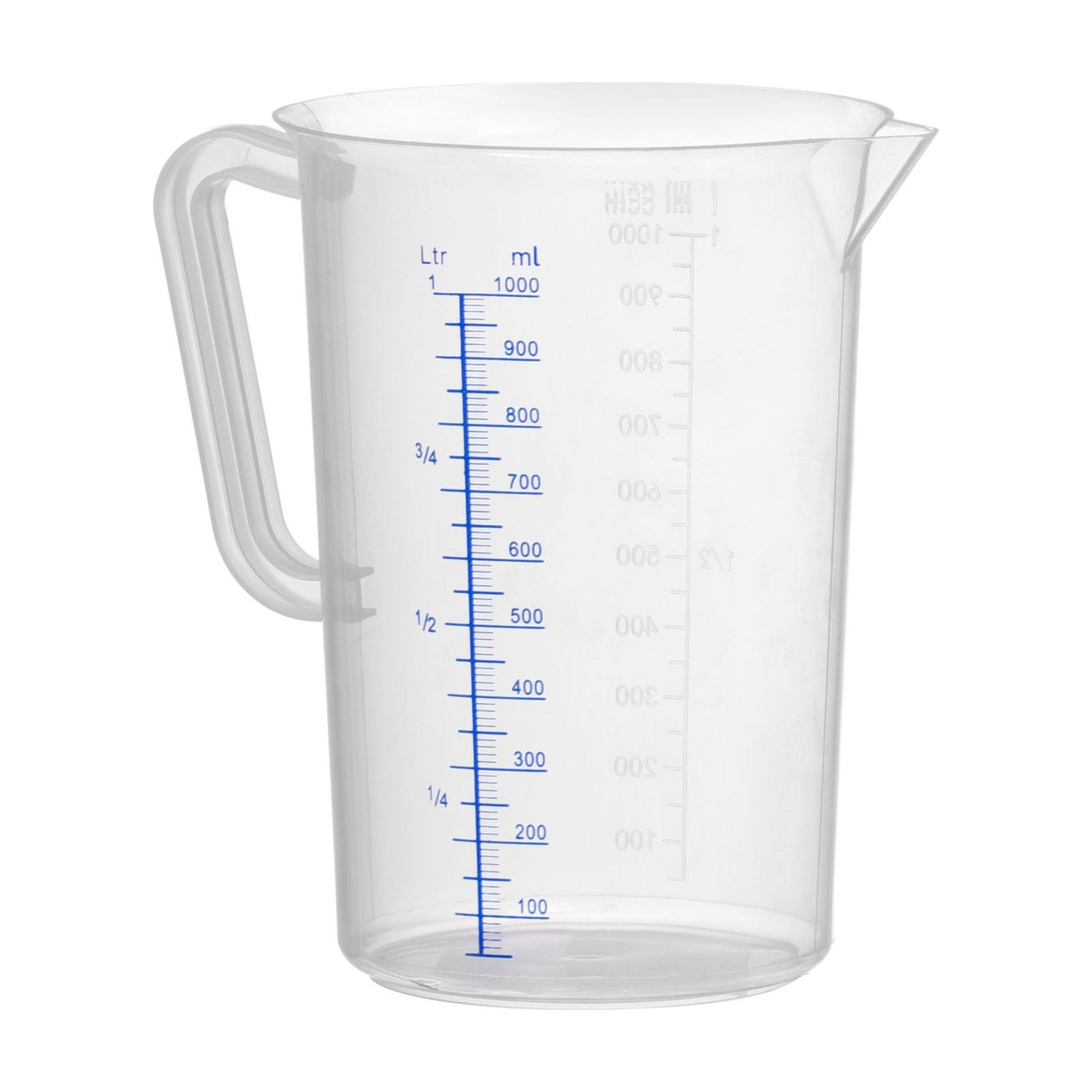 Measuring Jug 1000ml, Clear Plastic, Wide Mouth - Image 2