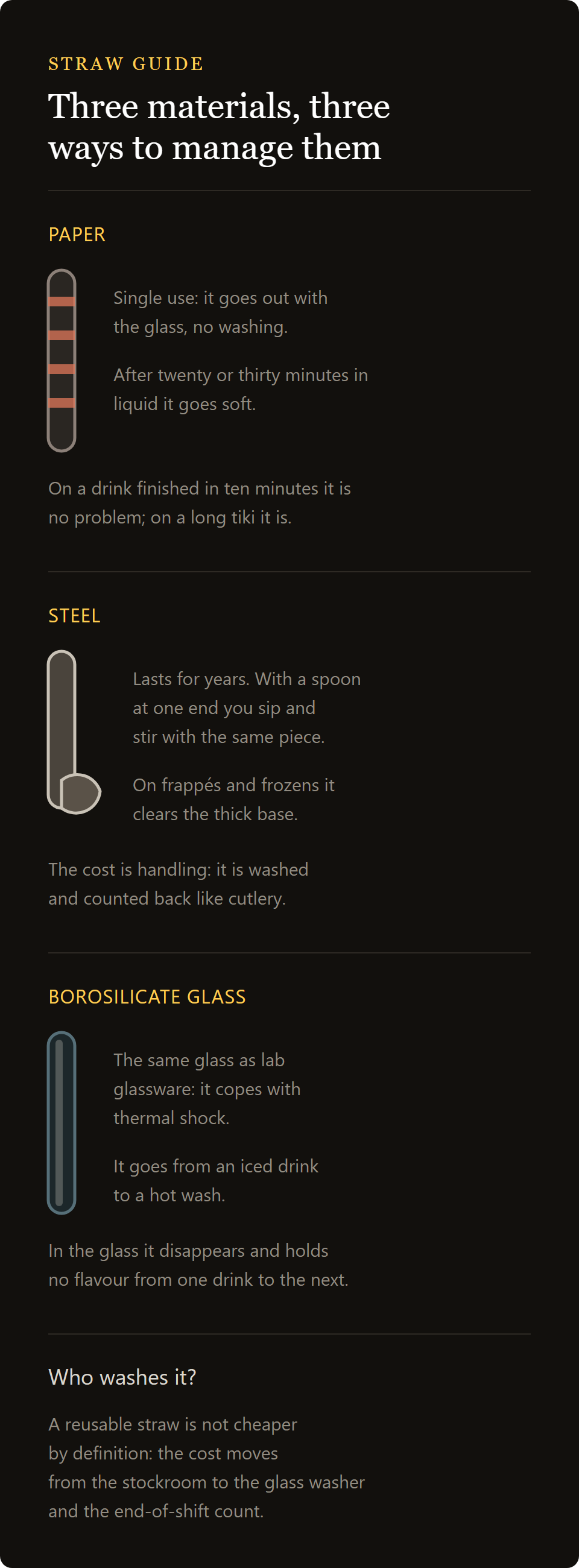 paper straws: paper, steel and borosilicate glass straws compared