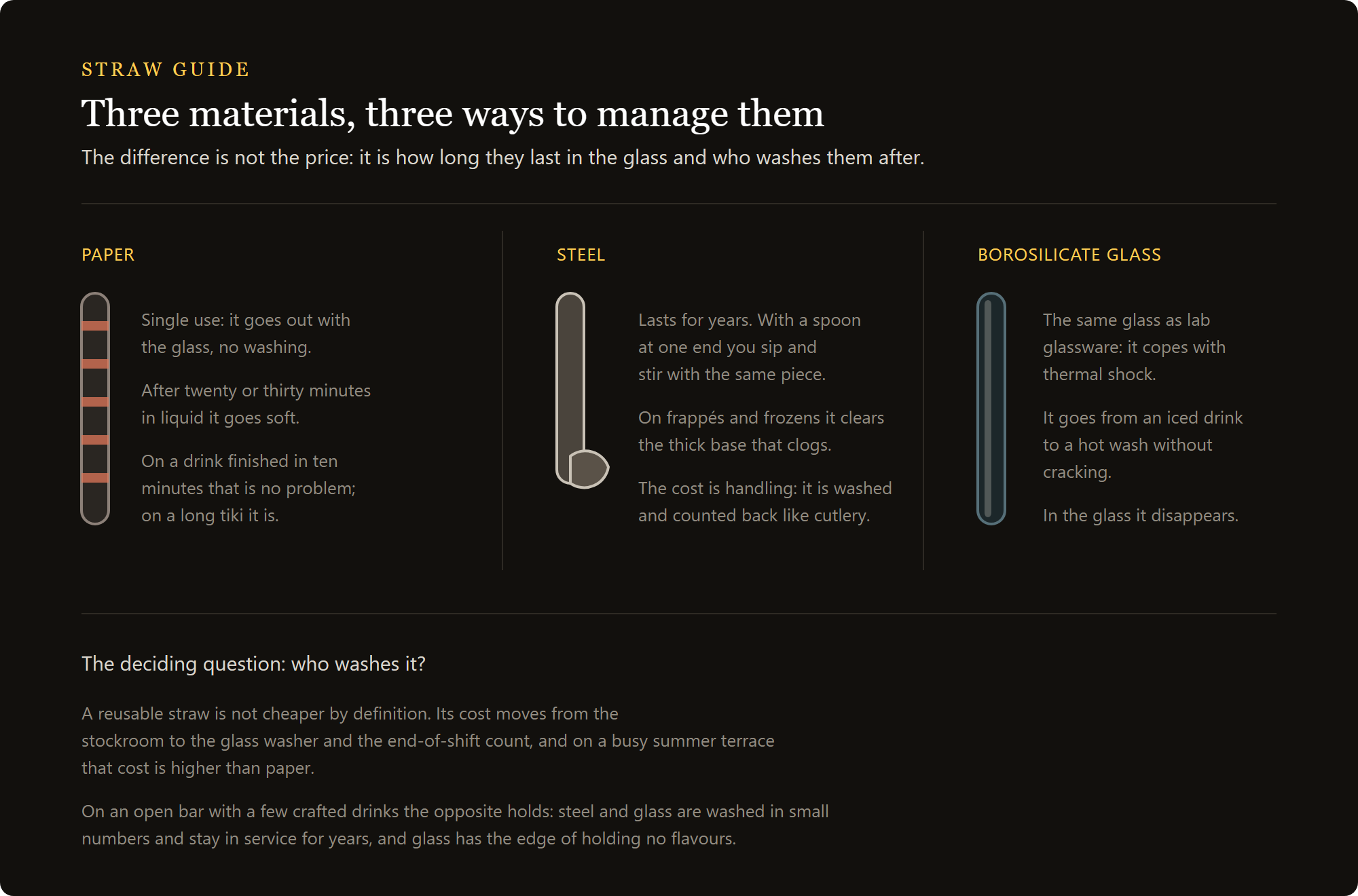 paper straws: paper, steel and borosilicate glass straws compared