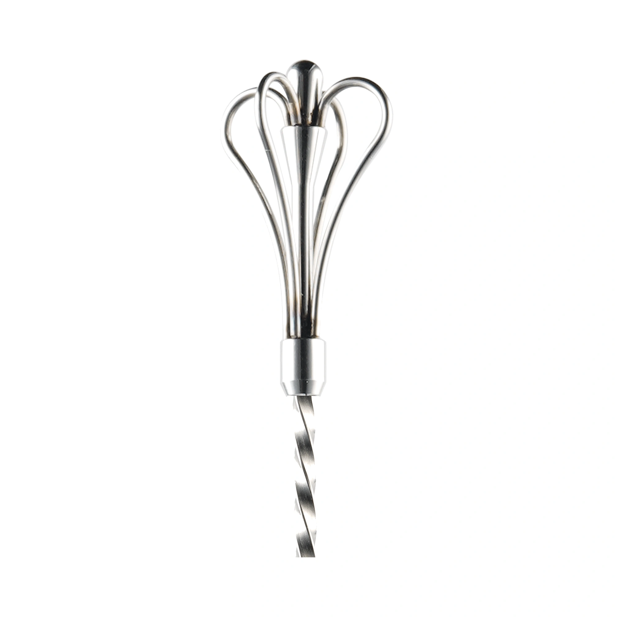 twisted swizzle bar spoon by The Bars, 45cm, four-loop crown head on a twisted stainless steel stem