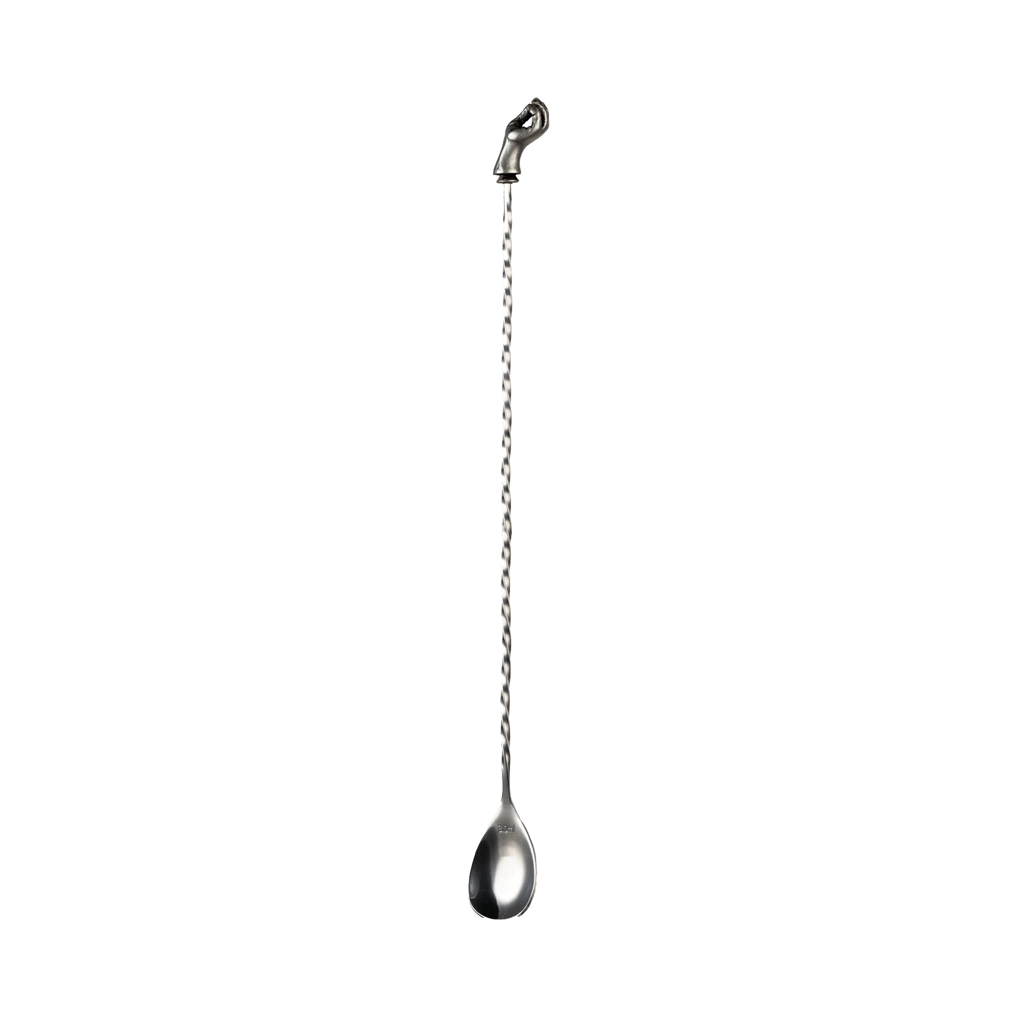 hand bar spoon: The Bars mixing spoon with a sculpted hand at the top of the twisted stem