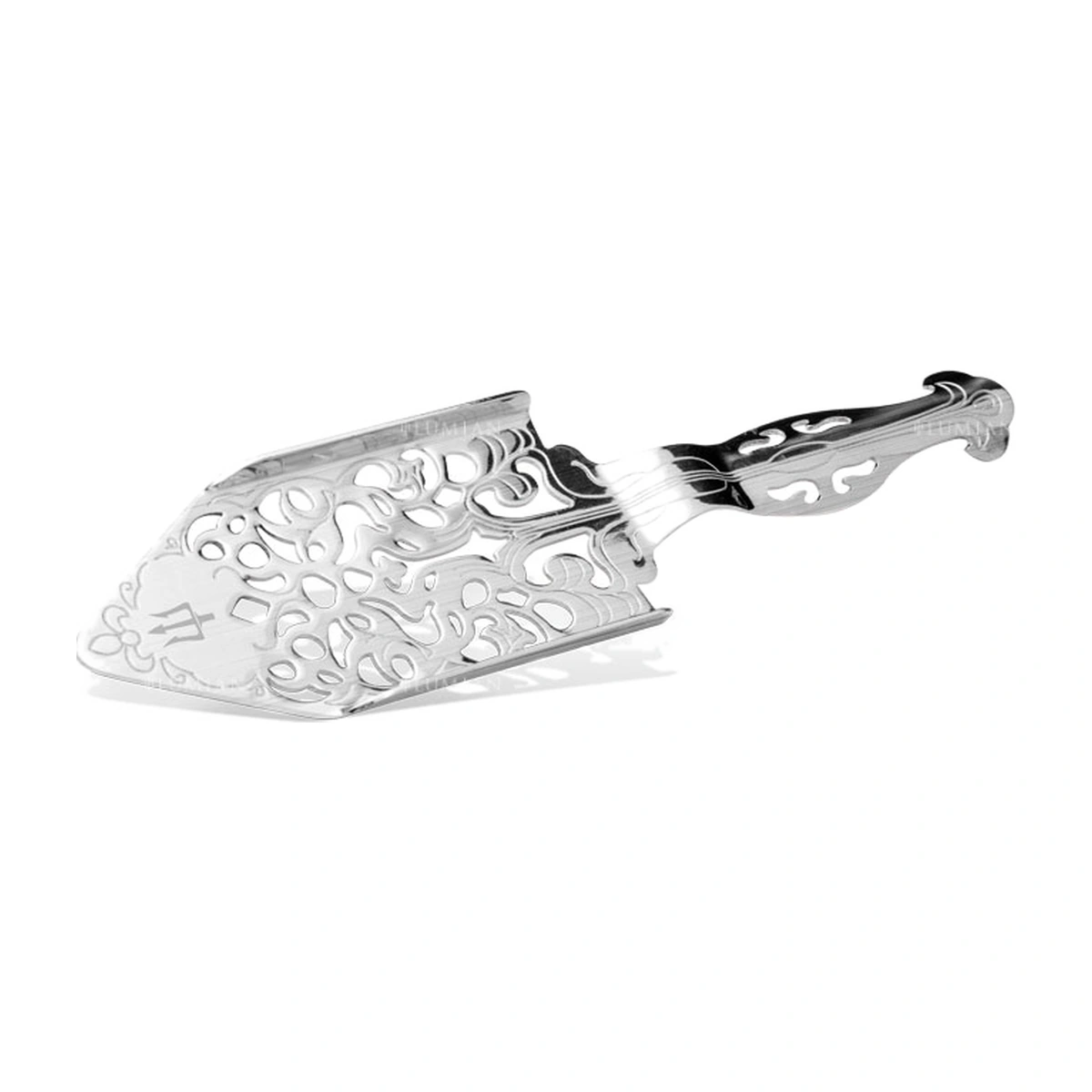 absinthe spoon: Lumian pierced slotted spoon in stainless steel with decorated handle