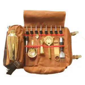 Bartender Kit Minerva Lumian, 10 Pieces, Roll Up Bag - Gold
