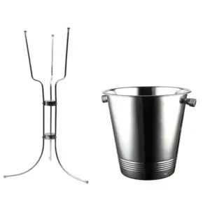 ice bucket with stand, The Bars kit: tubular stand and Classic Line bucket in polished steel