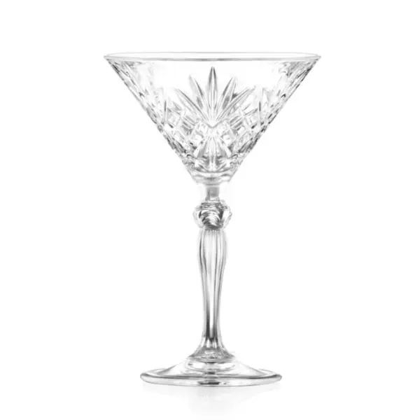 Martini glass Melodia 210ml by RCR, cut V-shaped bowl and knopped stem