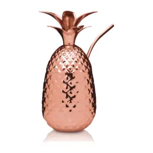 Pineapple Cup 500ml Lumian, Copper-Plated Steel, with Straw
