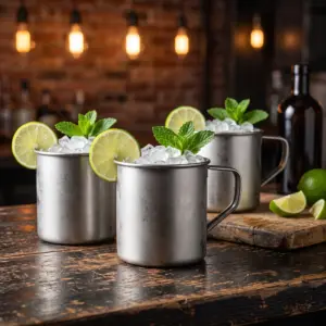 Moscow Mule mug 450ml The Bars in stainless steel with vintage satin finish and steel handle