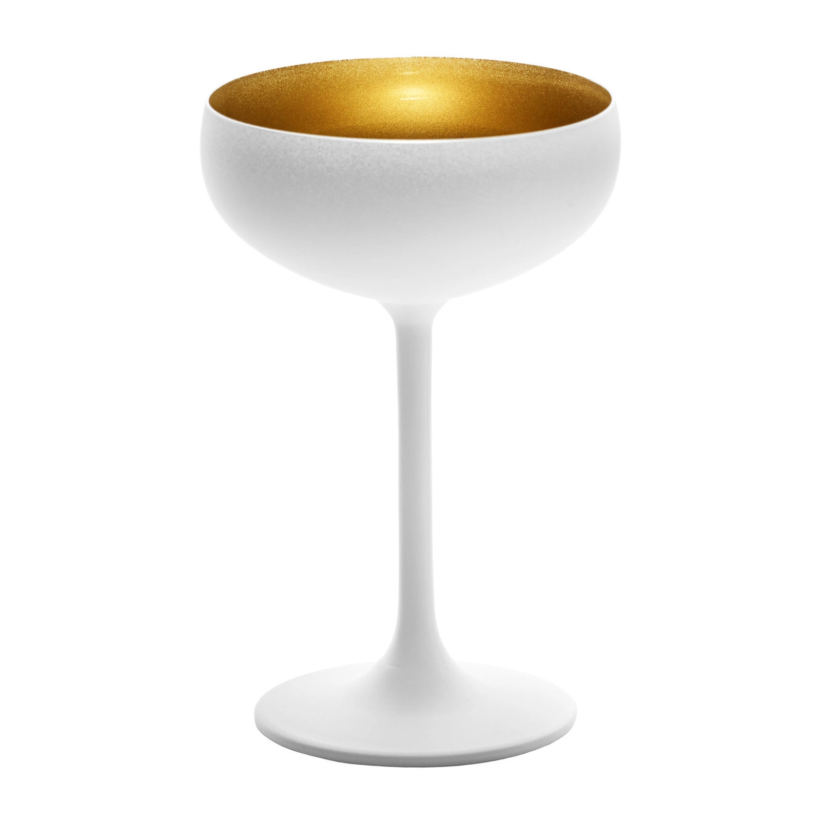 white champagne coupe: Olympic by Stölzle Lausitz, 230ml, matt white outside and gold inside