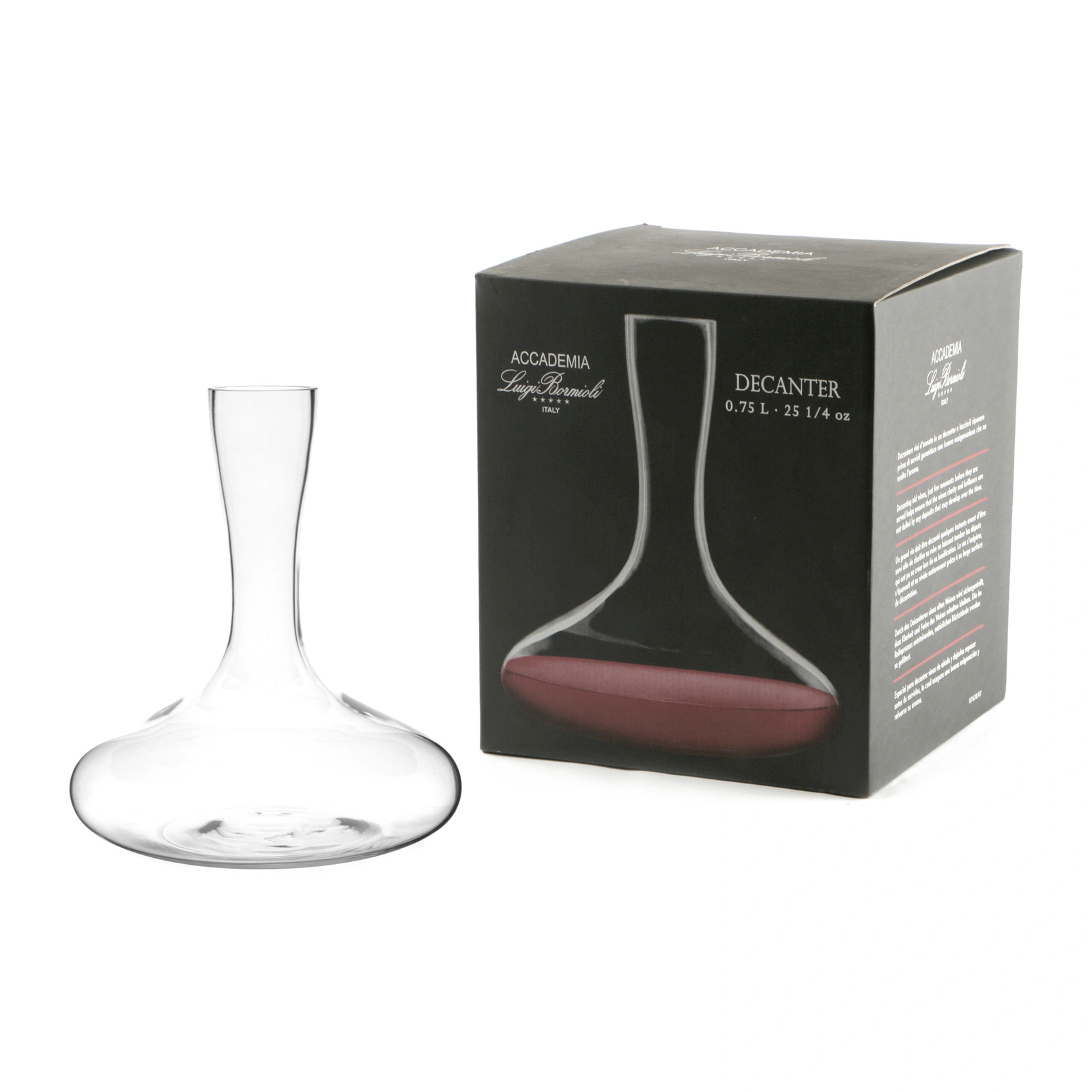 Luigi Bormioli classic glass wine decanter, 25cm tall, 1.7 litres to the brim