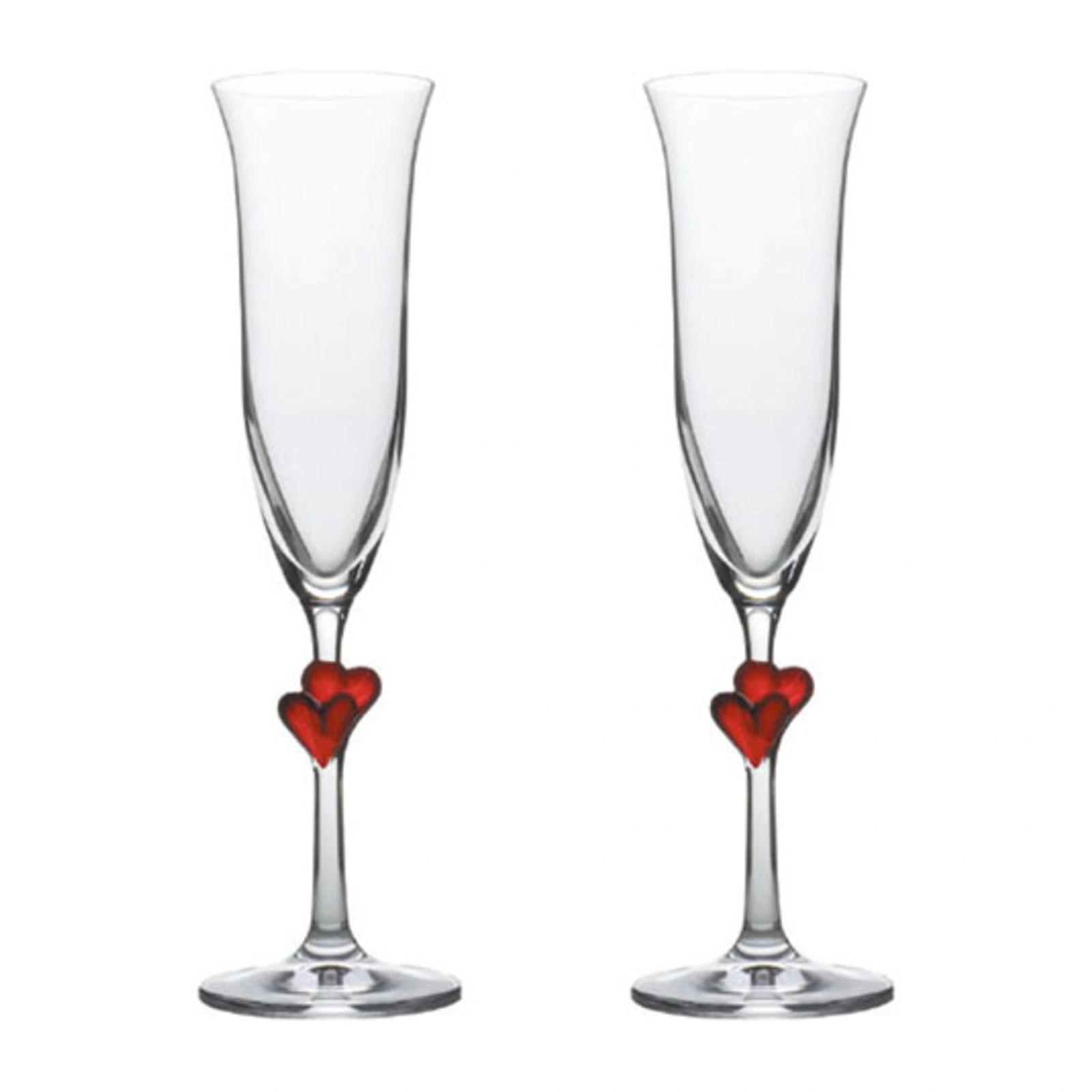 champagne flute: L'Amour by Stölzle Lausitz, 175ml, with the red heart in the stem, set of two glasses
