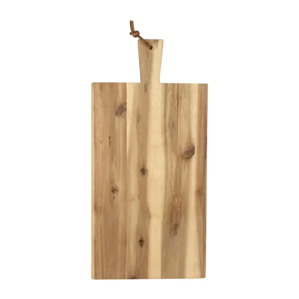 Sharing board by Kesper in acacia wood, 45 x 22cm, with 8cm handle and leather strap